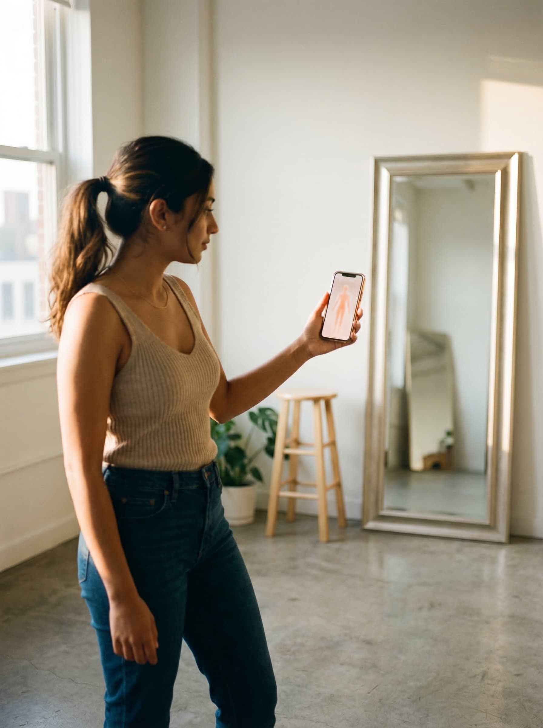 Person being scanned by AI body measurement
