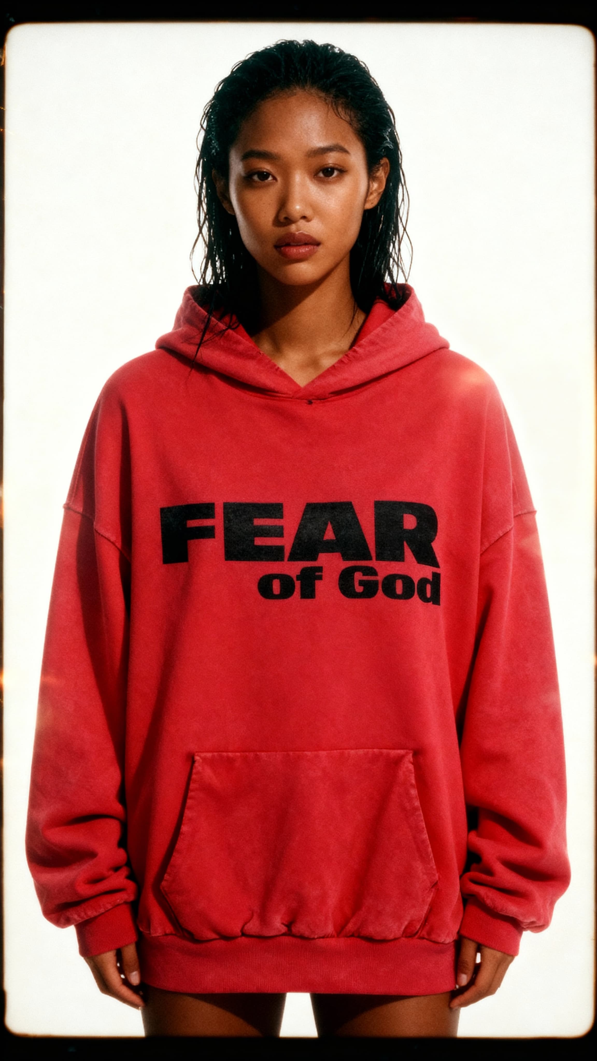 Red hoodie front view